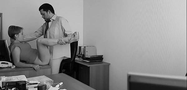  The boss fucks his employer at the office table and films it on hidden cam